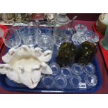 Geese Pottery, posy, Kosta glass napkin rings, other glassware, etc:- One Tray