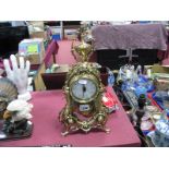 A Portuguese Brass Cased Mantle Clock, with quartz movement, 37mm high.