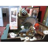 Two Leonardo and Three Other Dolls, biking teddy, Martini mirror, map, glassware, ceramics,