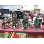 Five Red Indian Figure Groups, including Academy collection, Chinese resin.