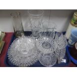 A 'Nightingales' Glass Vase, cut glass vase, jug, basket, George Peabody dish, other glass ware:-