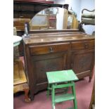 1930's Oak Sideboard, with demi lune mirror back over twin drawers and carved panel doors; a pair of