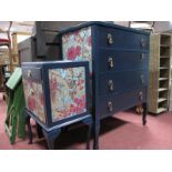 A Painted Four Heights Chest of Drawers and a Matching Bedside Cupboard. (2)