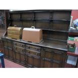 Ercol Dresser, with waterfall rack above, 216cm wide.