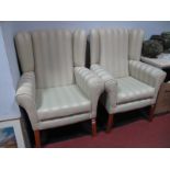 A Pair of Armchairs, in a striped upholstery.