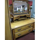 Late XIX Century Satin Walnut Dressing Table, with swing mirror, two jewel drawers, over two drawers