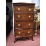 Yew Wood Slender Chest of Four Drawers, on splayed legs, 42cm wide.