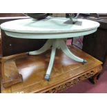 A Green Painted Oval Topped Coffee Table.