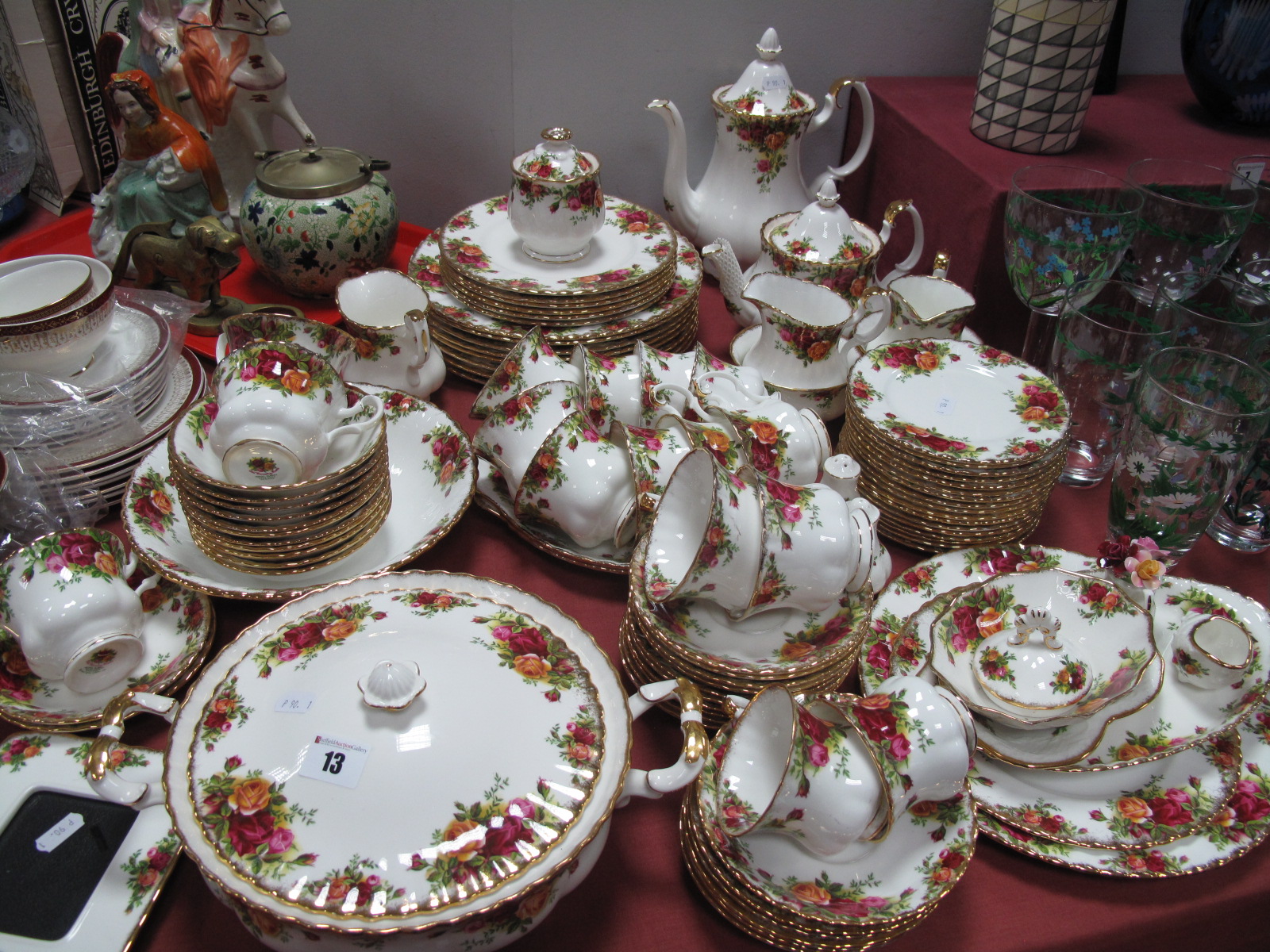 Royal Albert 'Old Country Roses' Dinner and Teaware, comprising:- 8 dinner plates, 6 side plates, 17