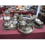 Plated Tea Sets, trays, cigarette box, etc.