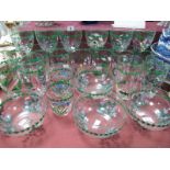 Portmeirion 'Botanic Garden' Hand Painted Glassware, comprising six large wine glasses, eleven