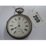 A J. Marks (Leeds) Hallmarked Silver Cases Openface Pocketwatch, the signed dial with black Roman