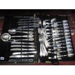 A Canteen of Italian Cutlery, with decorative handles, stamped "800 ITALY", in original card case