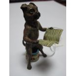 A Bronze Cold Painted Comical Dog Figure, stamped 'B'.