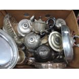Assorted Plated Ware, including oval entree dish, openwork dish, tea wares, etc:- One Box
