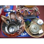 Three Copper Jugs, small pans, Casio memory B-1 calculator, etc:- One Tray