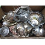 Assorted Plated Ware, including pewter, tea wares, swing handled dishes, mug, sauce boat, etc:-