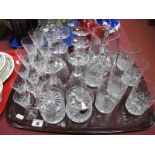 Stuart Glass - six wines, clarets. Webb water jug, whiskies, etc:- One Tray