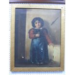 G. Leo, XIX Century Full Length Study of a Young Child Holding Flower, oil on canvas, signed, (
