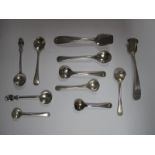 Eleven Silver Salt Spoons, Georgian & Victorian examples noted.