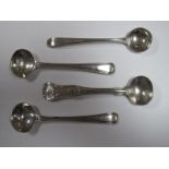 A Pair of Georgian Silver Mustard Spoons, Kings pattern example, another earlier. (4)