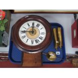 Lovejoy of Wimbledon Circular Cased Wall Clock, circa 1900 having twin weights and alarm facility.