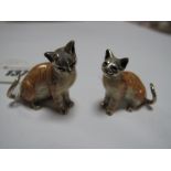 Modern Saturno Style Miniature Enamel Cat, stamped "925"; together with another. (2)