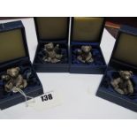 Four "Country Artists" Novelty Hallmarked Silver Filled Models of Teddy Bear, in original case. (4)