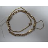 A 9ct Gold Curb Link Bracelet, with integral solid bar links, to snap clasp and safety chain with
