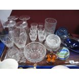 Caithness and Other Paperweights, Tutbury cylindrical vase, other glass ware:- One Tray