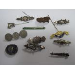 Hallmarked Silver and Other Bar Brooches, including Aesthetic style, Mizpah, JA&S enamel (