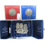 A "Country Artists" Hallmarked Silver Filled Models of Three Owls, in original case; together with
