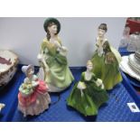 Royal Doulton Figurines; Fleur HN 2368, Sandra HN 2401, Cissie HN1809 and Coalport 'Mary'. (4)