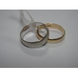 A 9ct Gold Wedding Band; together with a 9ct white gold wedding band. (2)