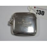 A Silver Plated Vest Case, engraved "From John Anstruther 1909", with suspension loop.