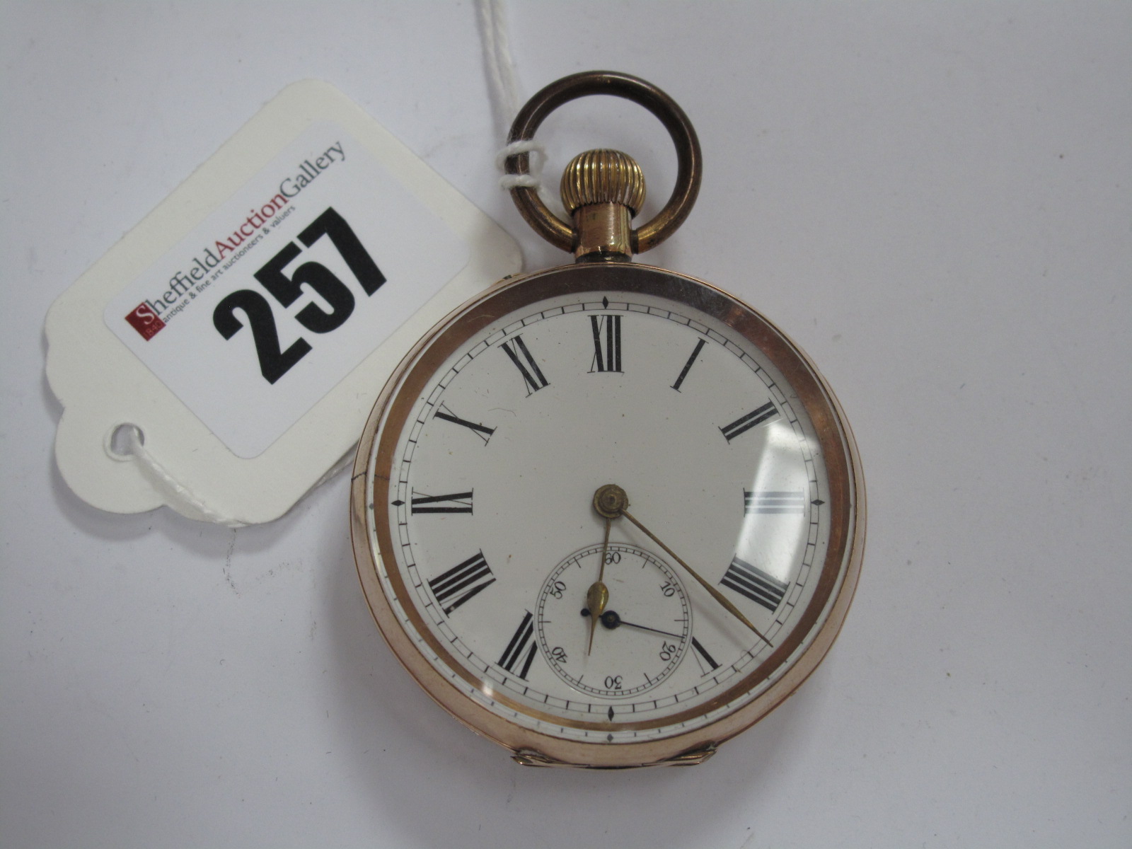 An Openface Pocketwatch, the unsigned dial with black Roman numerals and seconds subsidiary dial,