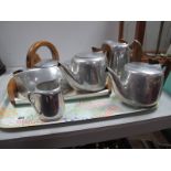 A Piquot Ware Six Piece Tea and Coffee Service:- One Tray