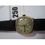 Rone Sportsmans: A Vintage 9ct Gold Cased Gent's Wristwatch, the signed dial with Arabic markers and