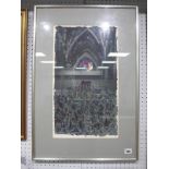 Pamela Scott 'Cathedral' limited edition of 25 screen print, graphite signed and dated 1974 lower