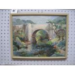 Harry Edmunds Crute, 'Holne Bridge' Devon' oil on board, signed lower left, 22 x 28cm.