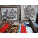 Two Sepia Tinted Beatles Portrait Montage's, each in glazed frames, after Chaplan and a collection