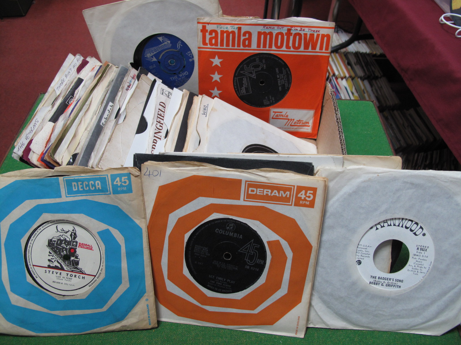 An Interesting Collection of 45RPM's, to include Pink Floyd 'See Emily Play', The Who (7 records