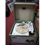 A 1960's Dansette 'Tempo' Table Top Portable Turntable, fitted with a Garrard deck, two tone olive