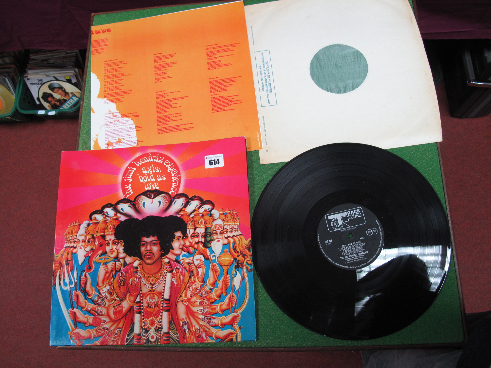 Jimi Henrix: "Axis: Bold as Love", 1967 LP Track stereo 613003, A1/B1 matrix, fully laminated flip