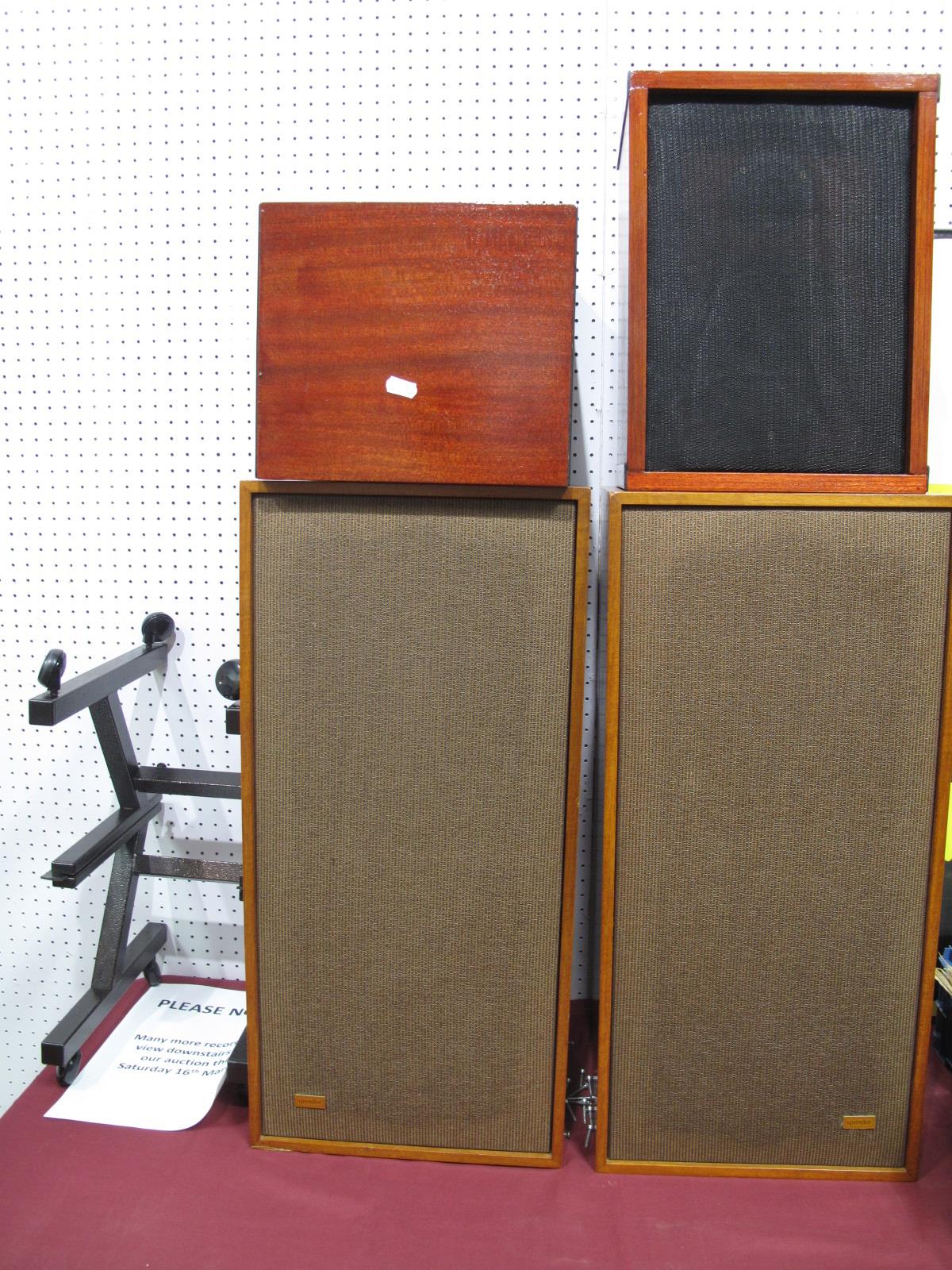 A Pair of Spendor Type BC1 Loudspeakers, serial numbers 23531/23532, teak cased mounted on mobile