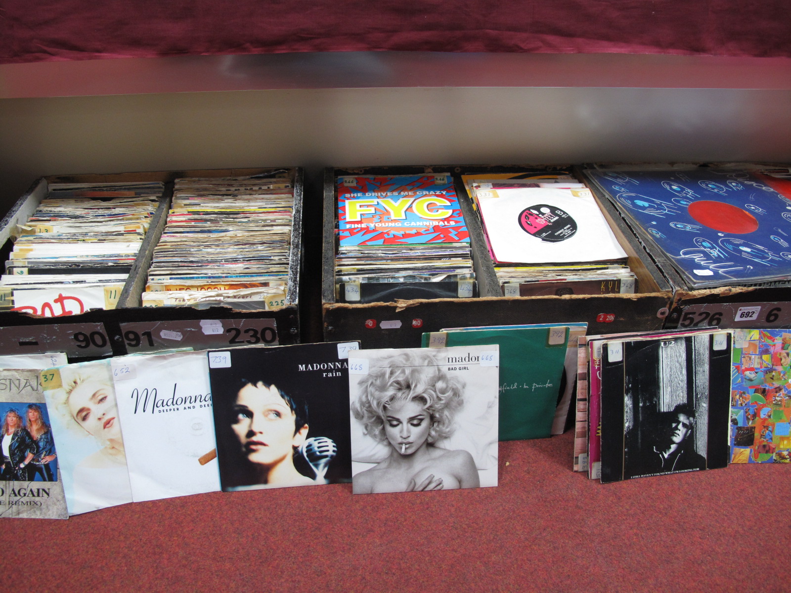 A Collection of Over Four Hundred 45RPM, (mostly 1980's.90's) to include De La Soul, Madonna, U2,