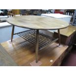 Ercol Oval Topped Coffee Table, with spindle undershelf.