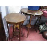Edwardian Inlaid Mahogany Window Table, with a circular top, shaped legs with under shelf,