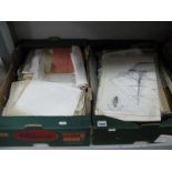 A Quantity of Aero Modellers Plans, model ship kit (started), unchecked:- Two Boxes