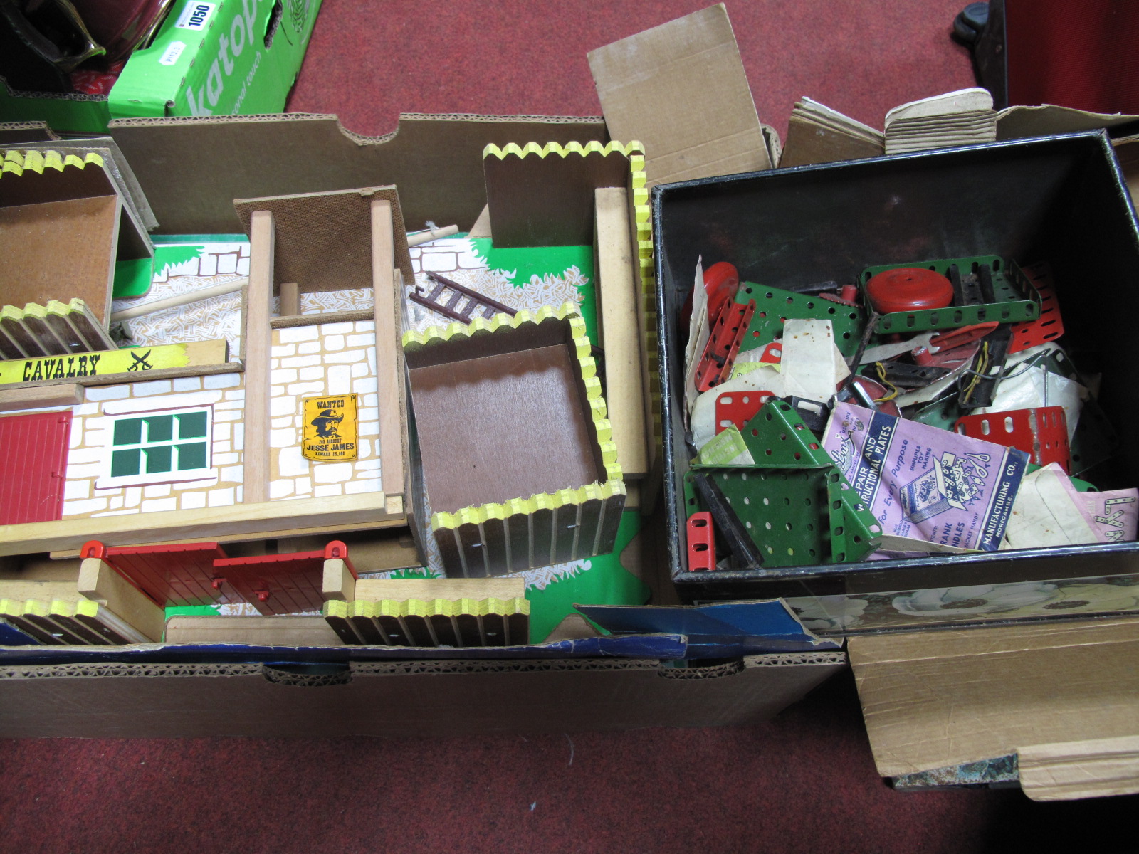 A Boxaling Gypsy Caravan Model Wooden Kit, Casdon toy hospital bed, Toyworks wooden toy fort